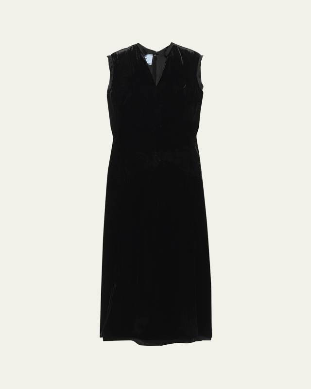 Velvet Bow-Back Sleeveless Midi Dress